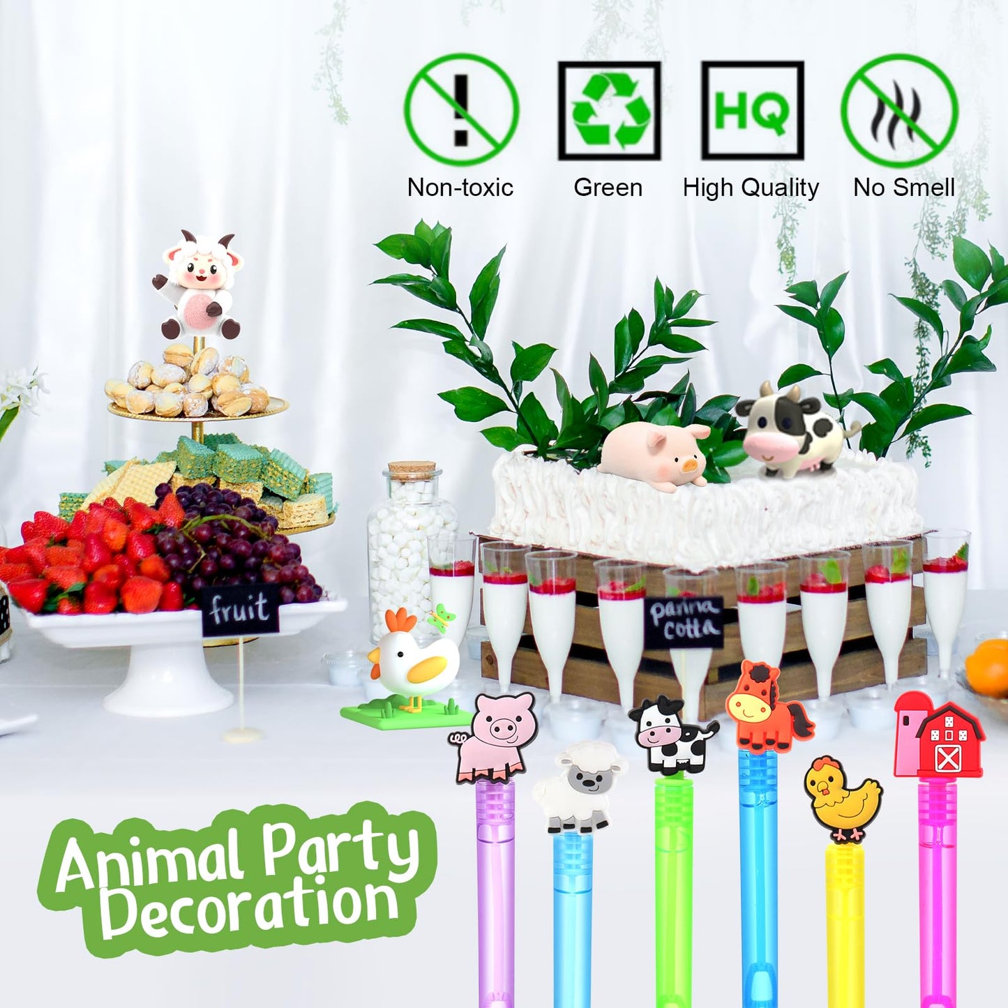 48 Pieces Farm Animal Party Favors Bubble Wands For Kids Barnyard Animal Cow Rodeo Birthday Party Supplies,Goodie Bag Stuffers C