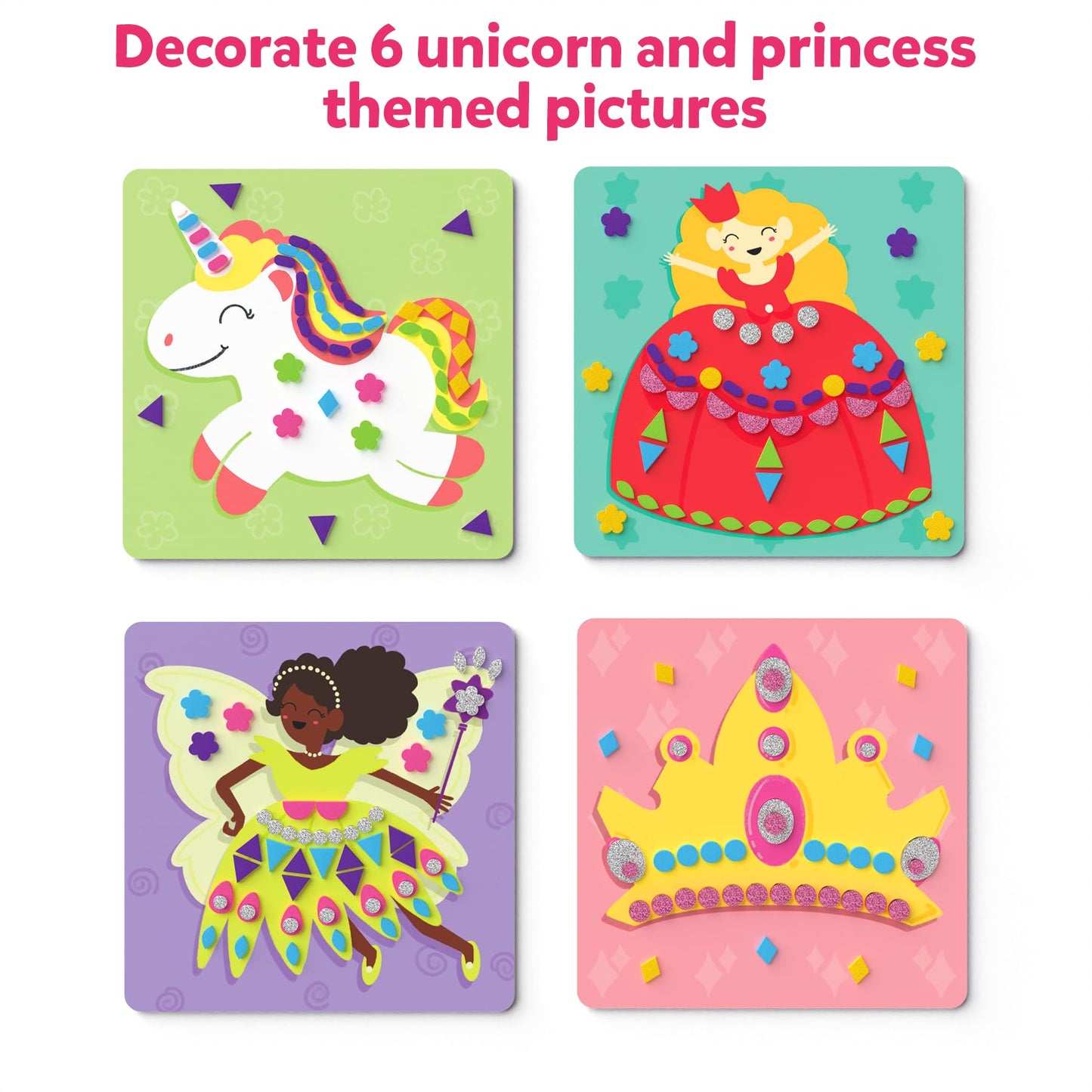 Skillmatics Foam Sticker Art Activity - Unicorns & Princesses, Mess-Free Fun For Kids, 800+ 3D Foam Stickers, Diy Felt Craft Kits, Gifts For Girls & Boys Ages 3, 4, 5, 6, 7
