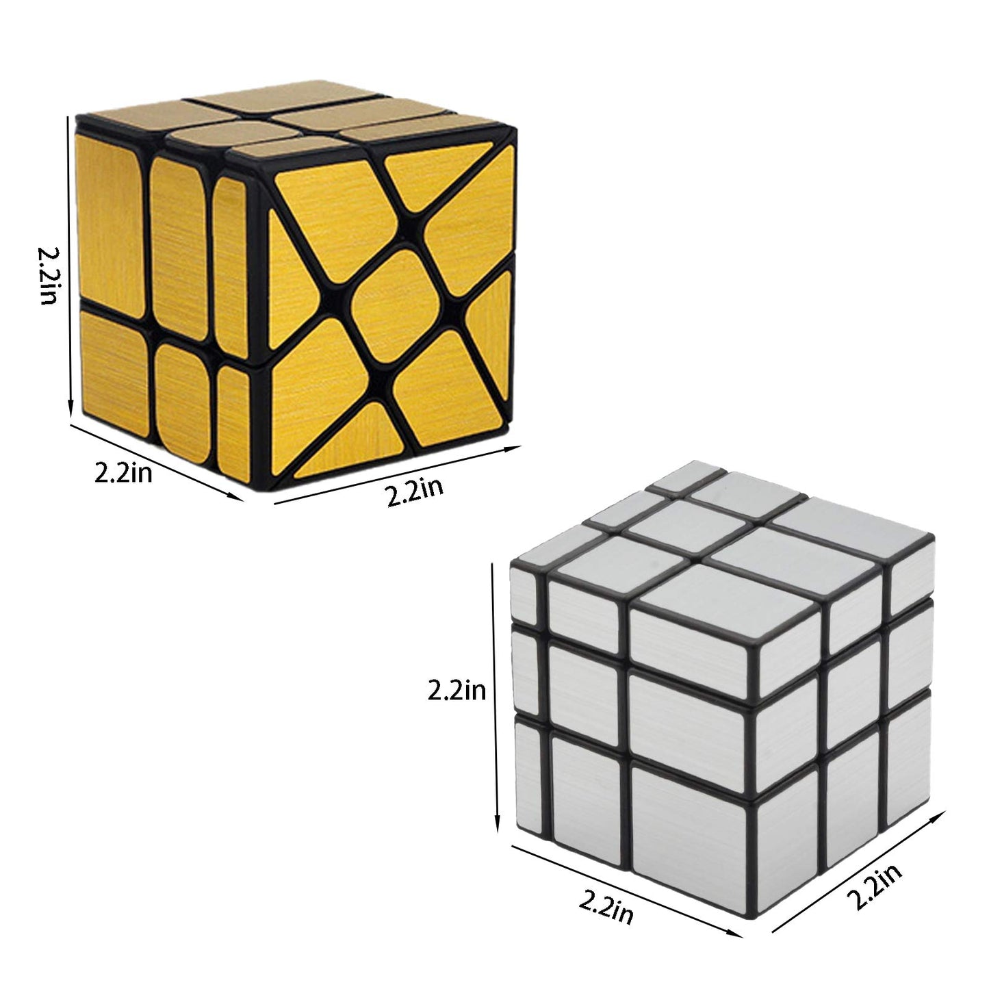 Mirror Speed Cube Set Magic Cube 2Pack Dysmorphism 3X3X3 Mirror Golden Wheel Cube And Mirror Silver Cube Twist Speed Cube Bundle Puzzle Games Toy For Children And Adults By Ahyuan (Classic Edition)