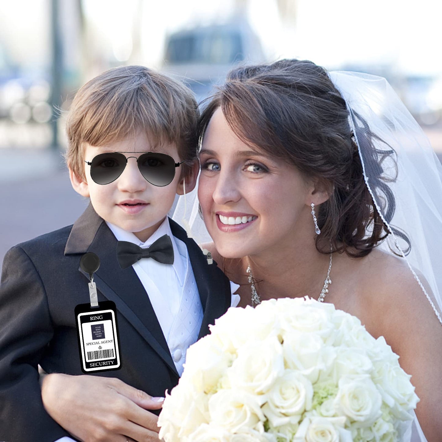 Ring Security Wedding Ring Bearer Gift - Ring Security Wedding Set Ring Security Badge , Bow Tie, Sun Glasses, Earpiece And Ring