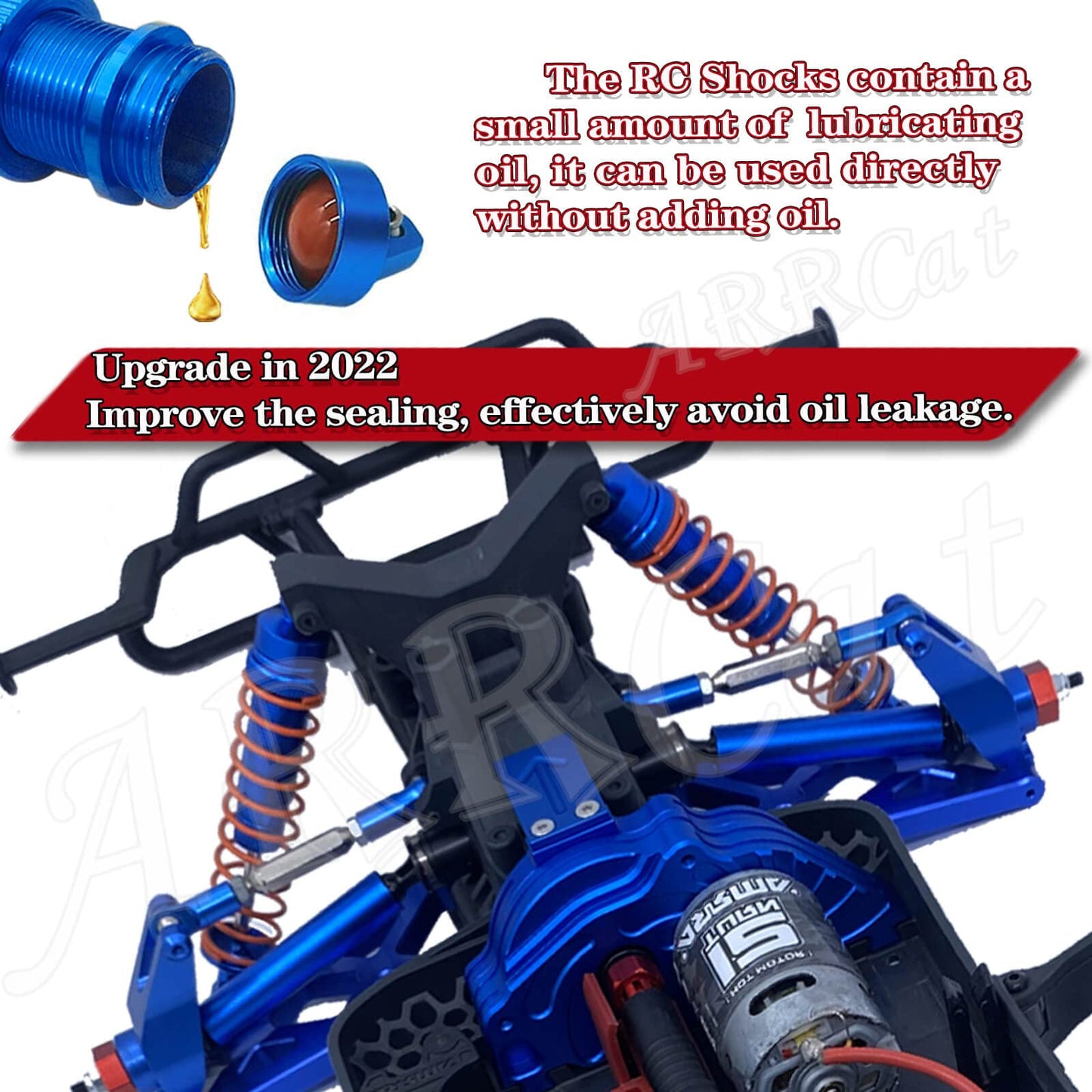 ARRCat 2PCS Front Shocks Upgrade Parts for 1/10 Arrma Bigrock 4X4 Granite 4X4 Senton 4X4 Vorteks 4X4 Typhon 4X4 RC Truck,Full Al