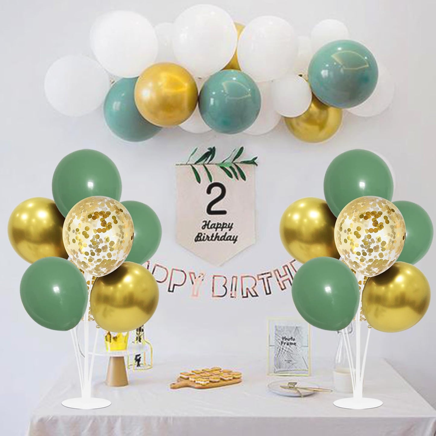 Zjdhpty Sage Green Balloon Stand Centerpiece Table Decorations For Birthday Baby Shower Woodland Party Decorations(Sage Green Se