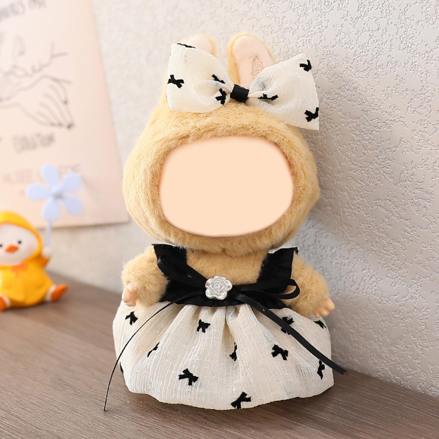 QIUTIMIY Clothes for Doll 17cm Doll Clothes 2-Piece-Set Doll Clothes enhanced Doll Outfit with Accessories-Birthday Bow-Knot+Dress(NO Doll Included)