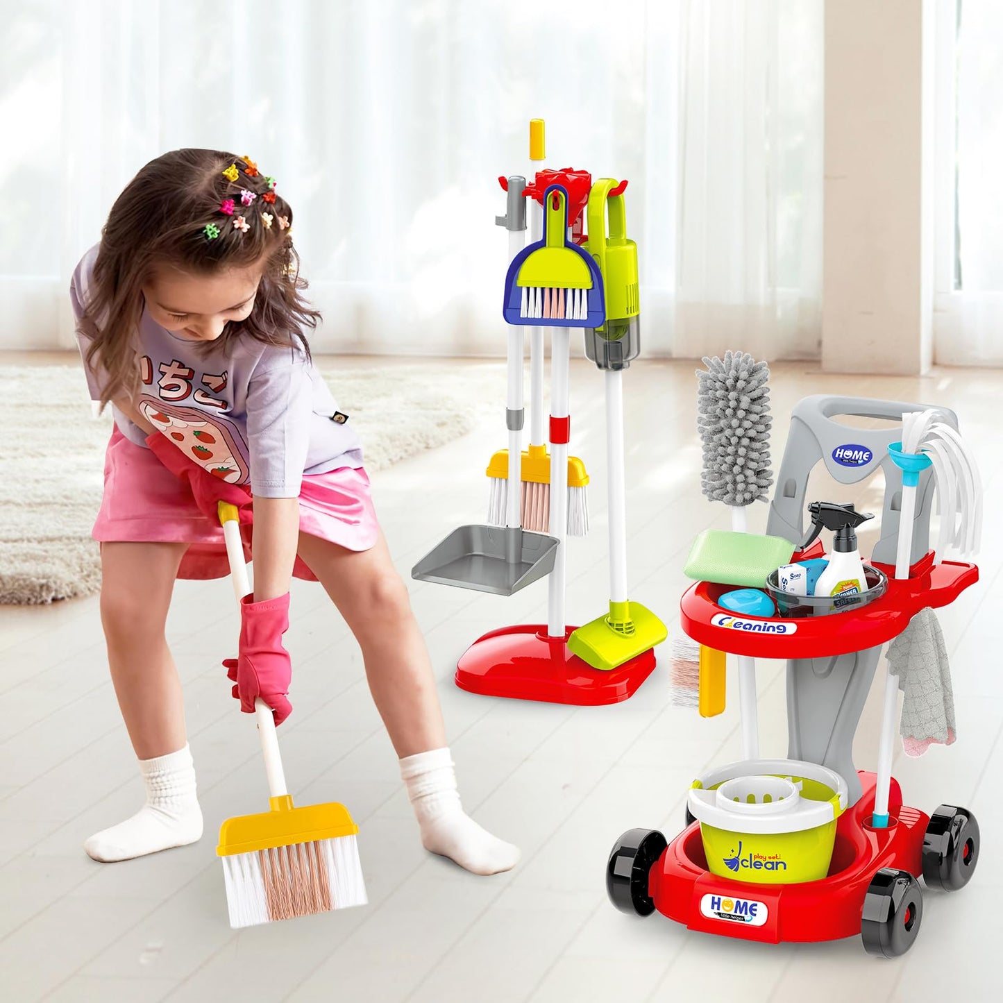 Deao Toddler Cleaning Set,Kids Cleaning Toy Cleaning Set For Toddlers Girl And Boys, Kids Role Play Cleaning Set For 3 4 5 6 7 8