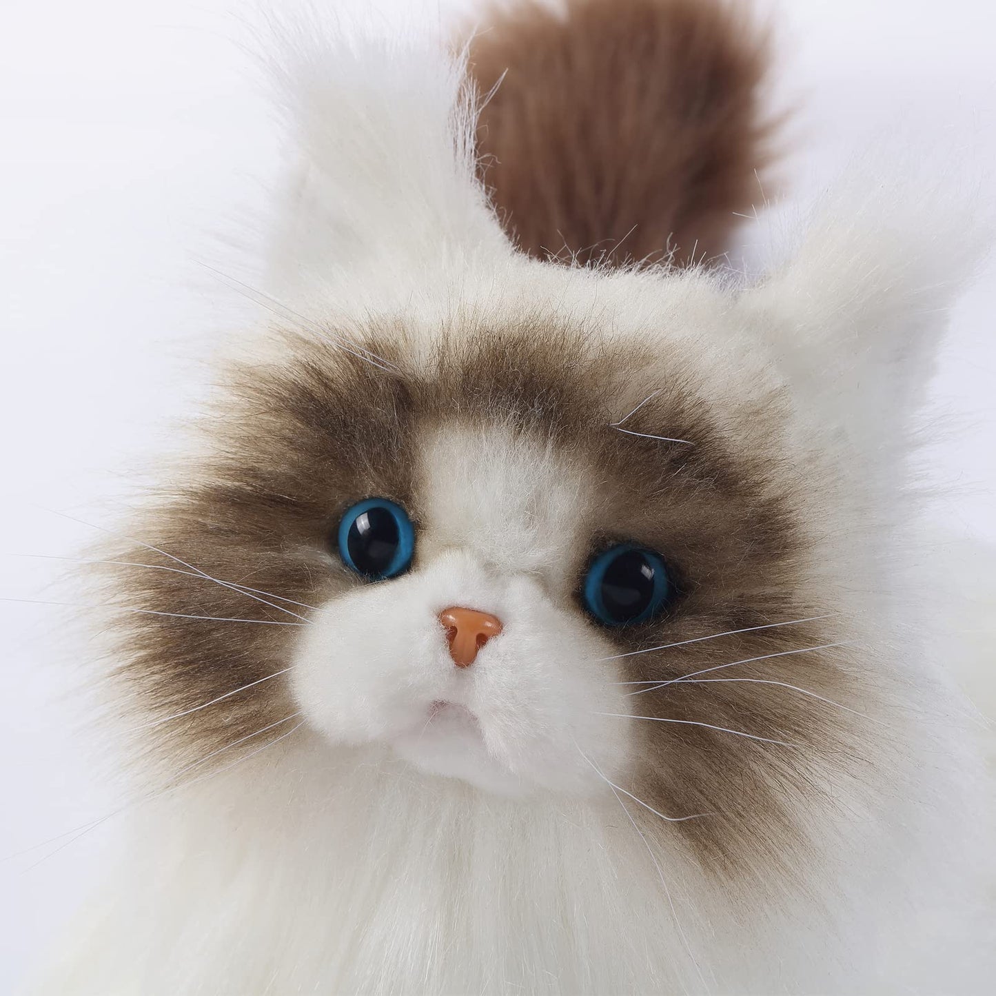 CU-MATE 20 Handmade Plush Stuffed Cat - Soft Ragdoll Toy for Boys/Girls, Lifelike Brown and White, Perfect Gift for Kids
