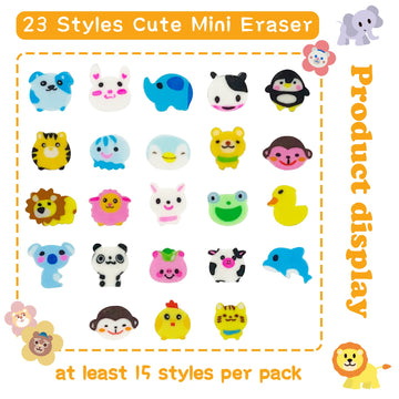 300 Pieces Animal Mini Erasers For Kids, Assortment Novelty Pencil Erasers Bulk For Students Party Favor Home School Work Classr
