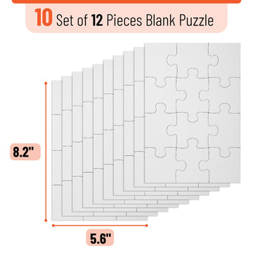 Mr. Pen- Blank Puzzle, 10 Pack, 12 Pieces/Pack, 5.5' X 8.1', White Puzzle, Blank Puzzles To Draw On, All White Puzzle, Blank Puzzle Pieces To Write On, Blank Jigsaw Puzzle Pieces
