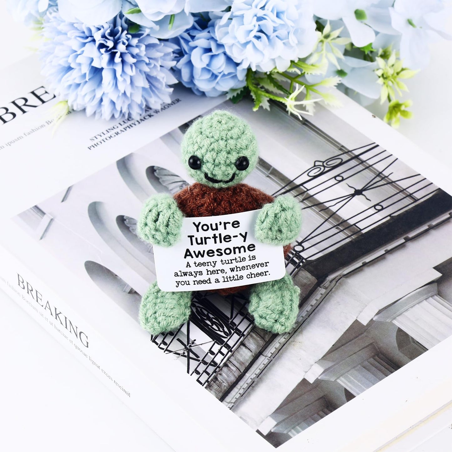 Funny Gifts Women Positive Emotional Support Crochet Valentine Plush Nuggets Partner Cute Birthday Gift Mini Positive Turtle Far