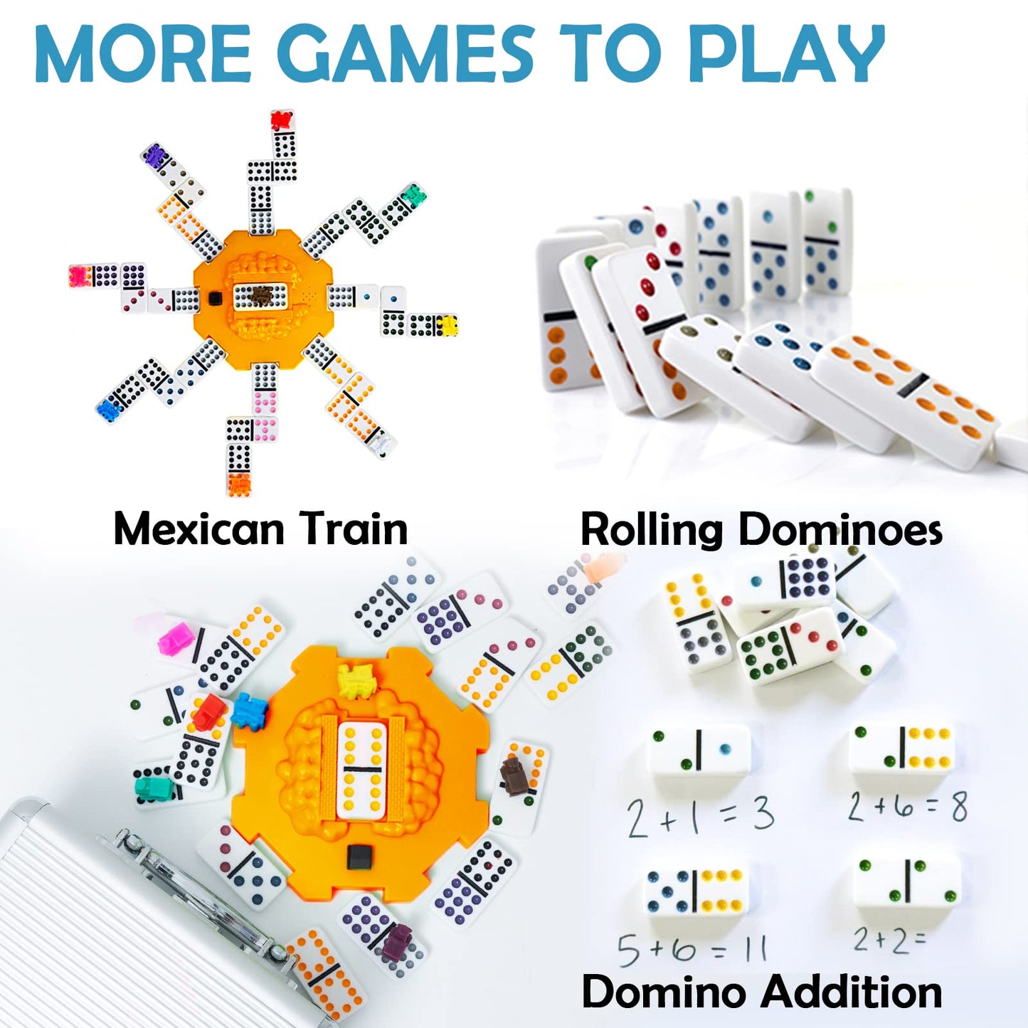 Yinlo Mexican Train Dominoes Set - Double 12 Colorful Dot Pips, Real Train Sound, Medium Size, Orange, 91 Tiles, Includes Score Pad & Trains