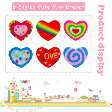 300 Pieces Mini Erasers For Kids Bulk Assorted Novelty Heart Pencil Erasers For Classroom Valentine'S Day Party Favor Home Schoo