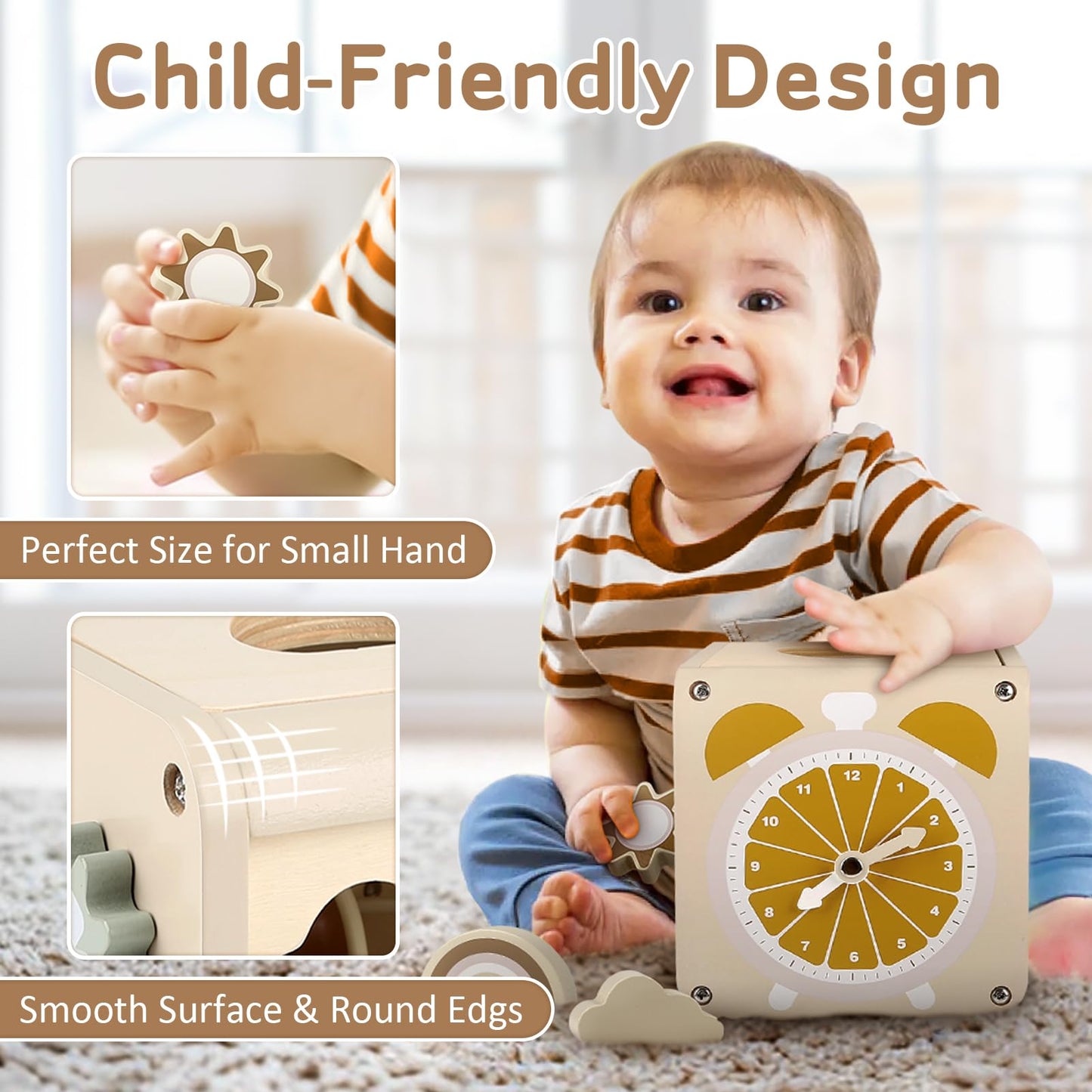 Vanplay Montessori Toys For 1+ Year Old Girls Boy Gifts, Wooden Activity Cube Sensory Toys For Babies 6-12-18 Months, Learning Educational Toys 1 2 3 Year Old First Birthday Gifts For Toddler 1-3
