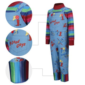 Linkom Chucky Costume For Kids,Boys Girls Good Guys Jumpsuit Child'S Play Overalls Outfits Halloween Cosplay Horror Costume (X-Large)