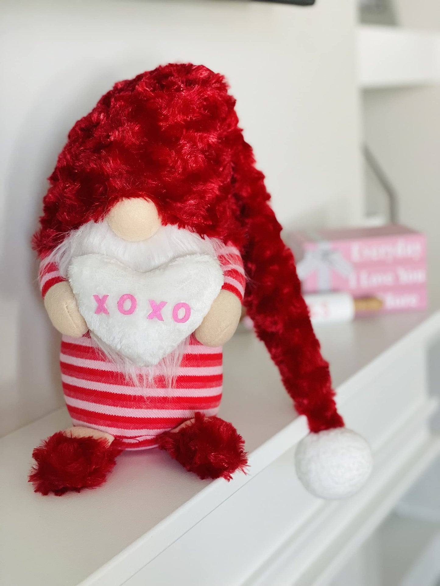 Madanar Valentine'S Day Pajama Gnome Plush Holding Conversation Heart Swedish Decor For Tiered Tray Shelf Table Decorations (Valentine'S)