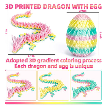 Shylizard 3D Printed Dragon Eggs With Dragon Inside,Articulated Toys,Fidget Toy For Adults Kids,Prefilled Toys For Easter Hunt,B