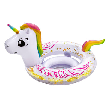 Aqua Unicorn Glitter, Baby Swim Float With Splash & Play Activity Center Safety Seat, Babyboat