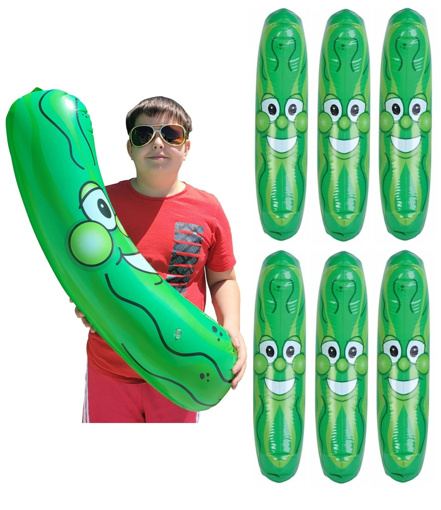 Zuga Land Giant Jumbo 36'' Green Inflatable Smiling Pickle Head (3 Feet) Vinyl. Blow Up Face Beach Pool Float Noodle Gag Prank J