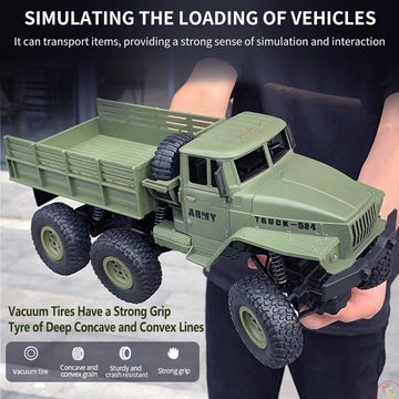 JPJCOOY RC Military Truck 6x6 Road Remote Control Car 1/16 Scale Remote Control Truck 4WD All Terrain Rock Army Transport Vehicl