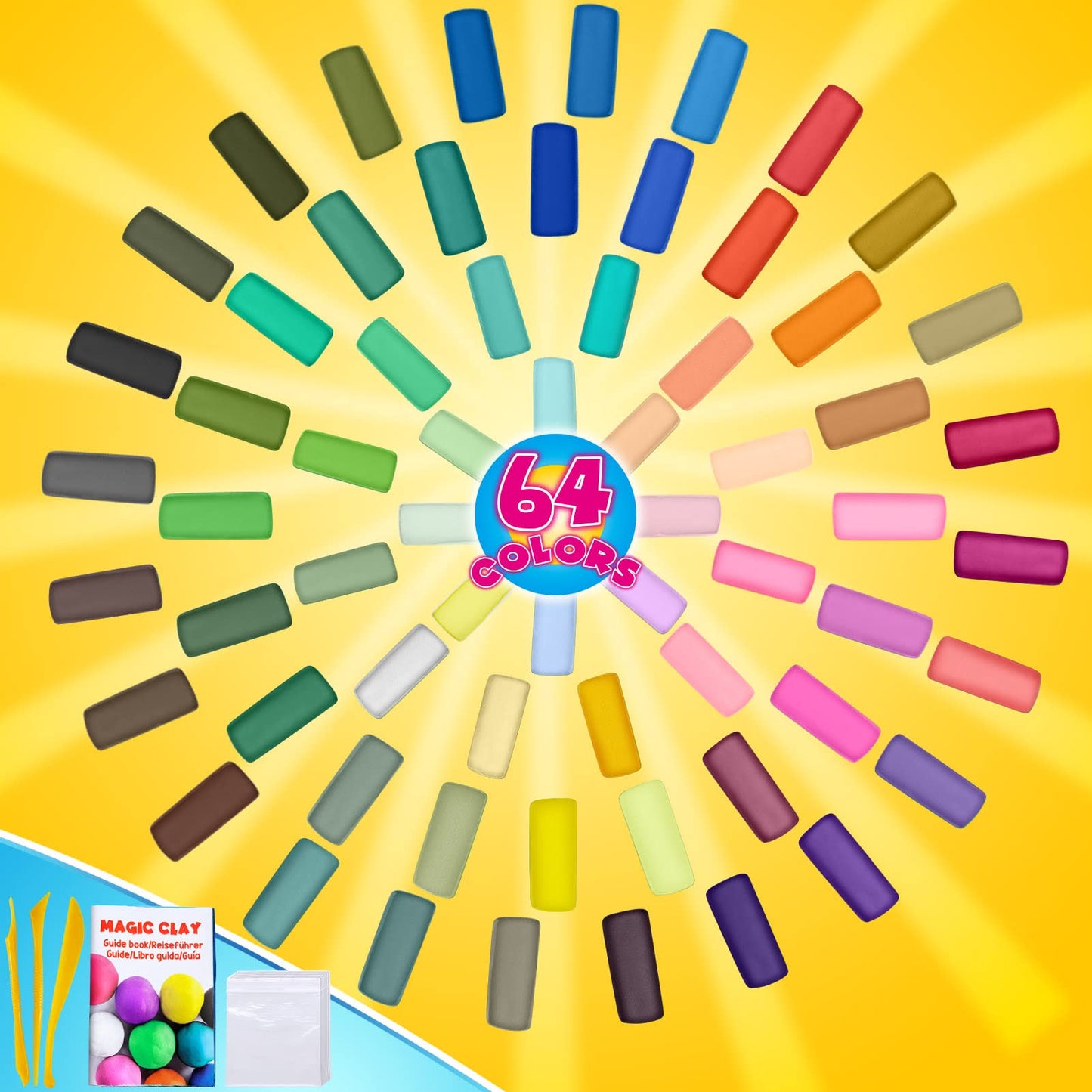 Essenson Air Dry Clay 64 Colors, Modeling Clay For Kids, Diy Molding Magic Clay, Gift For Kids