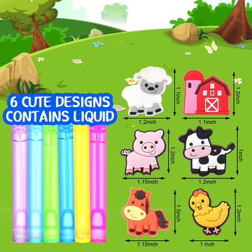 48 Pieces Farm Animal Party Favors Bubble Wands For Kids Barnyard Animal Cow Rodeo Birthday Party Supplies,Goodie Bag Stuffers C