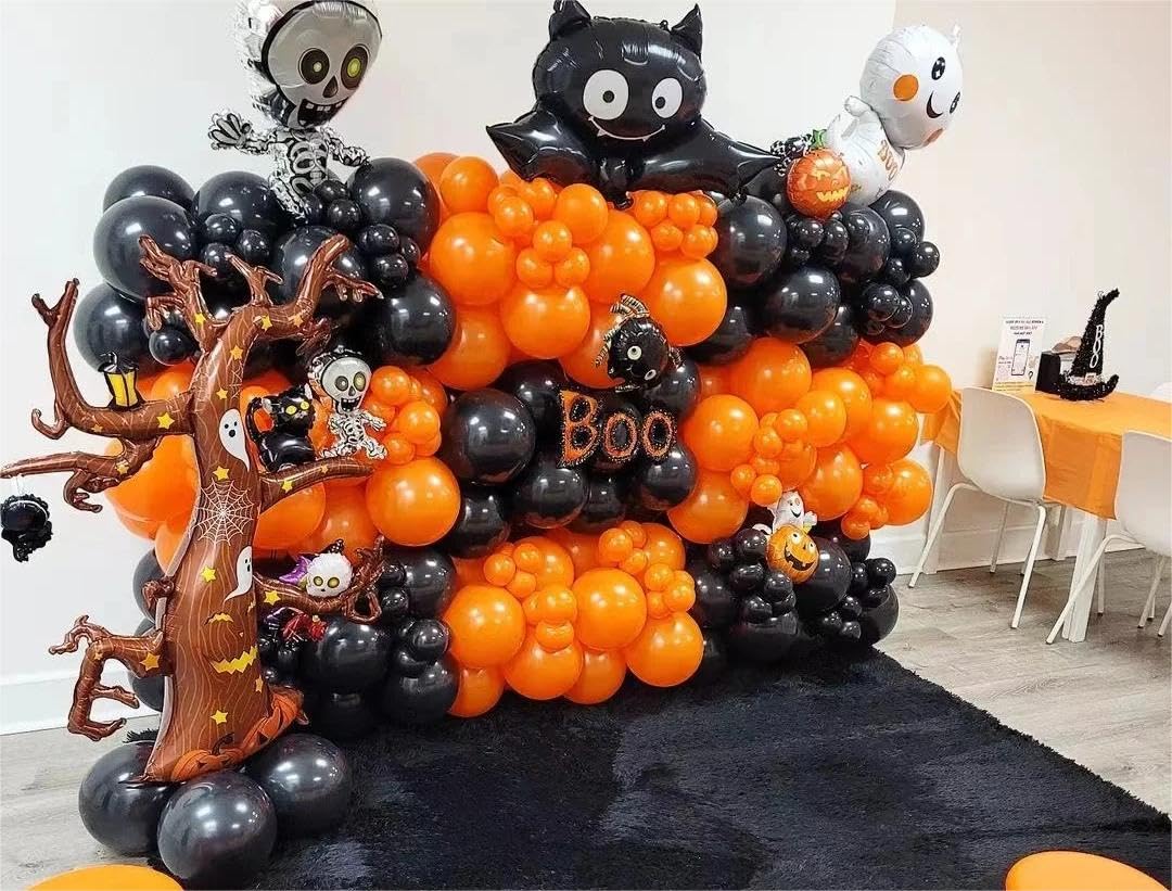 Moxmay 102 Pieces Orange Balloons 18In 12In 10In 5In Different Sizes Party Balloon Kit For Birthday Halloween Christmas Wedding