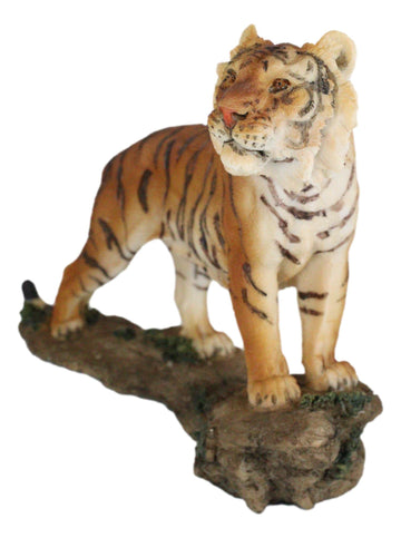 Ebros 7.25' Long Jungle Menace Orange Bengal Tiger Standing On Rock Statue Giant Cat Wild Animal Decorative Figurine
