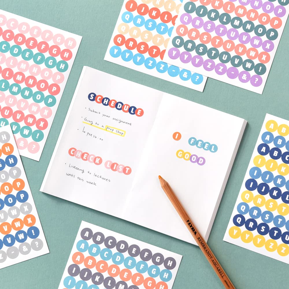 Monolike Retro Candy Alphabet + Number Stickers Set - 12 Design Stickers, 36 Sheets In Total