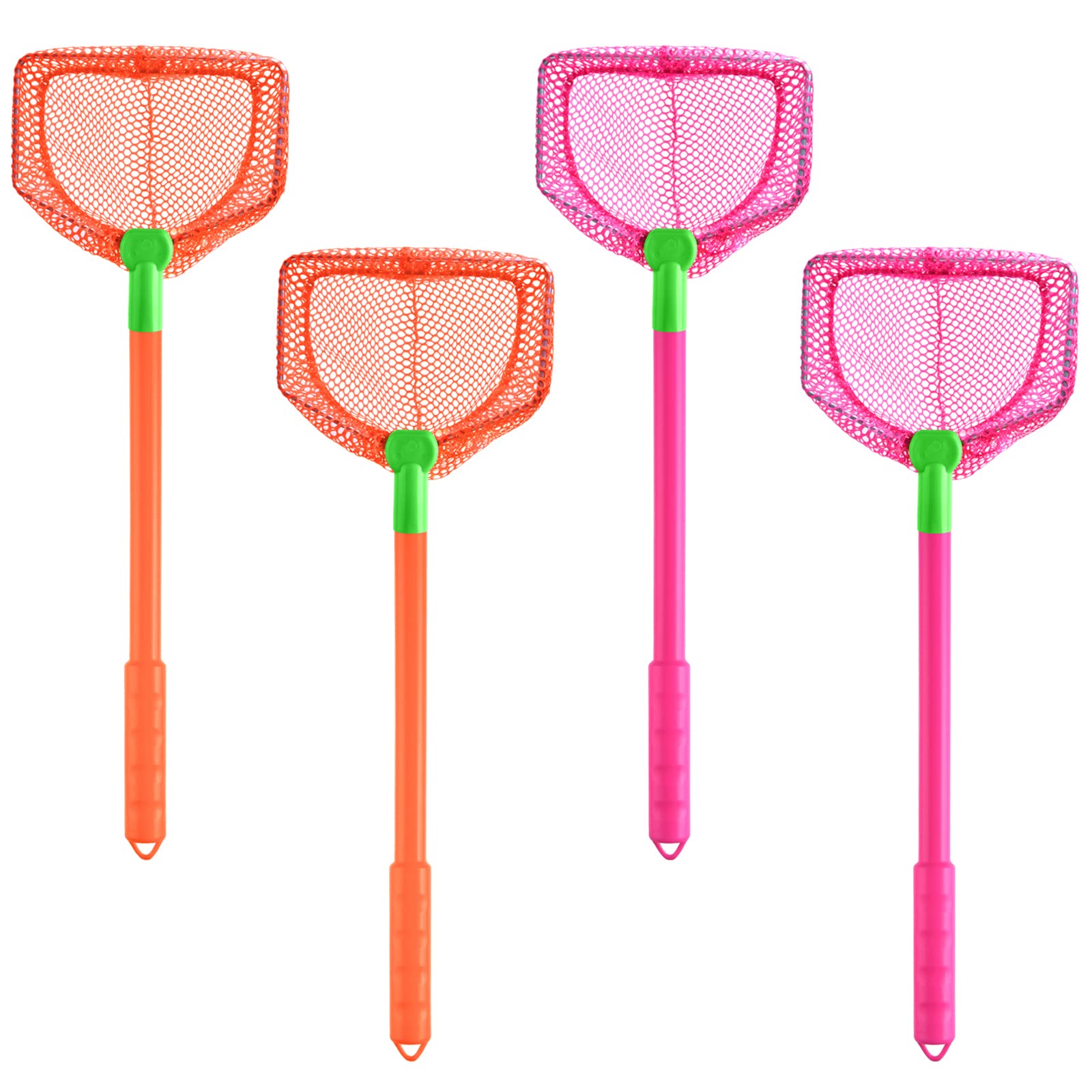 Coopay 4 Pieces Kids Fishing Net Catching Bug Nets Fish Butterfly Nets Beach Toys For Kids Outdoor Playing (Orange, Rose Red) – Toytooth