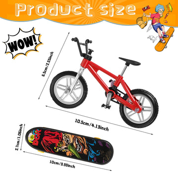 Hortsun 100 Pieces Finger Toys Set Finger Skateboards Fingerboards Toy Bikes Hand Skateboard Tiny Bike Creative Fingertips Movem