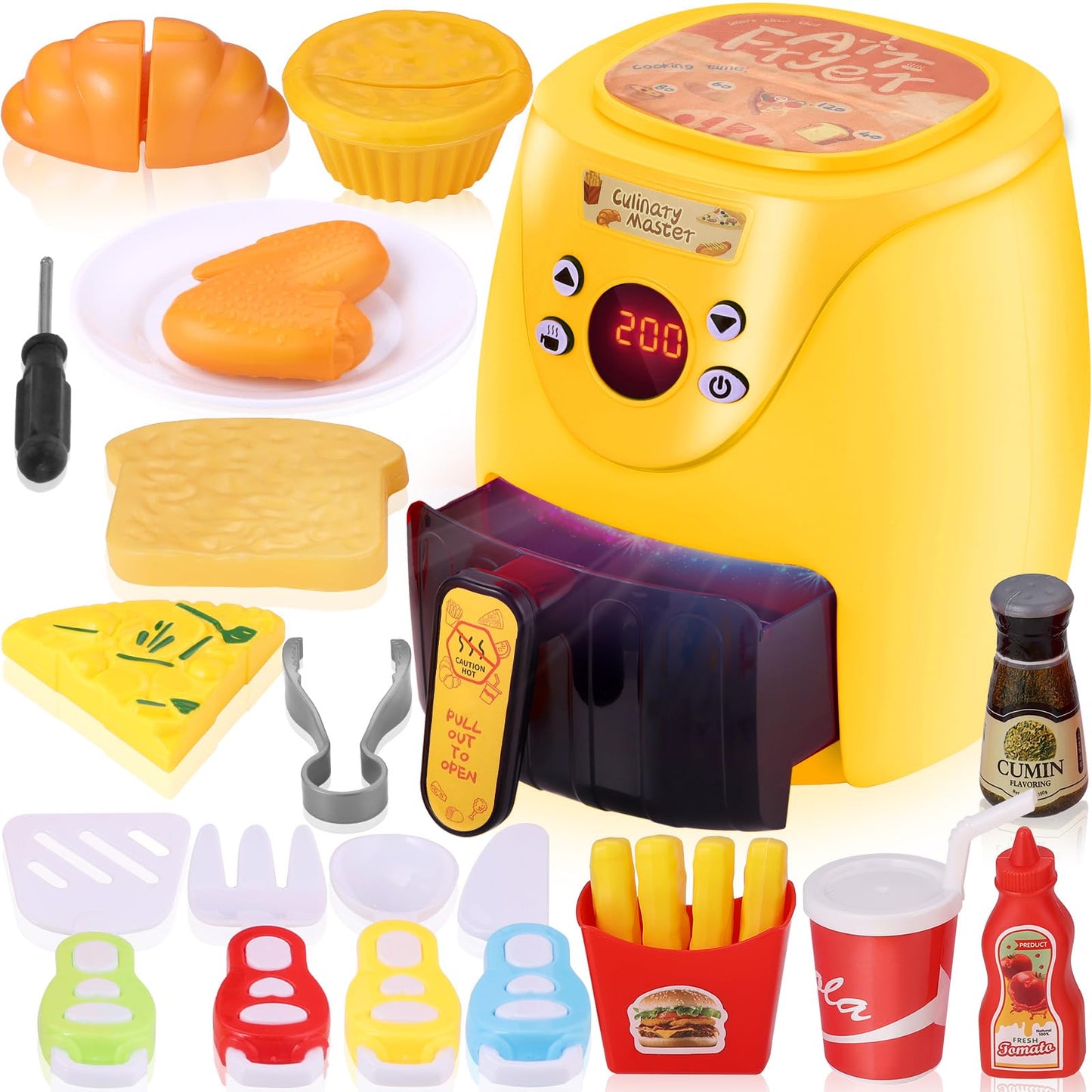 Gagaku Kids Air Fryer With Play Food Toddler Chefs Pretend Play Food Toys Oven With Light & Sound And Play Food Grill Cooking Ut