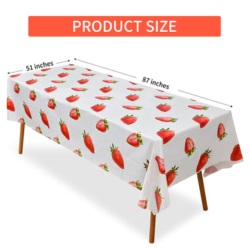Lecferrarc 2 Pcs Strawberry Tablecloth Strawberry Plastic Table Cover 87 X 51 Inches Strawberry Birthday Tablecovers For Strawbe