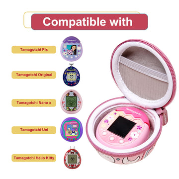Ltgem Case Compatible With Tamagotchi Pix/Tamagotchi Original/Tamagotchi Nano X/Tamagotchi Hello Kitty/Tamagotchi Uni, Protective Carrying Electronic Pets Case With Lanyard Neck Strap (Multicolored)