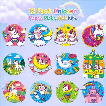 V-Opitos Arts and Crafts Kits for Kids, 12 Pack Paper Plate Crafts for Toddlers Age of 2, 3, 4, 5 Years Old, Fun Preschool Class