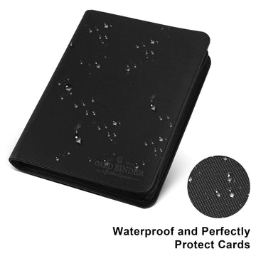 Trading Card Binder 16 Pocket Foalgo PU Cover Card Binder for 1000+ Cards enhanced Trading Card Holder Folders Double Sided Pocket Card Album for MTG TCG (Black)