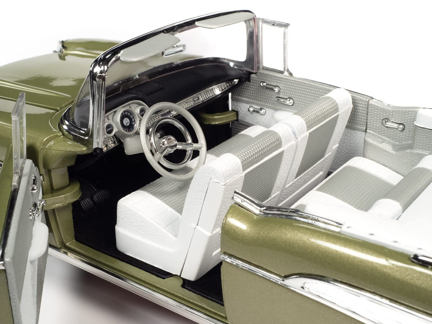 AW AUTO WORLD 1:18 Scale Diecast Model - 1957 Chevrolet Bel Air Convertible, Green, Plastic