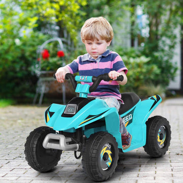 Olakids Kids Ride On ATV - 6V Motorized Quad Toy Car for Toddlers - Aqua - Large - Electric Vehicle with Anti-Slip Wheels
