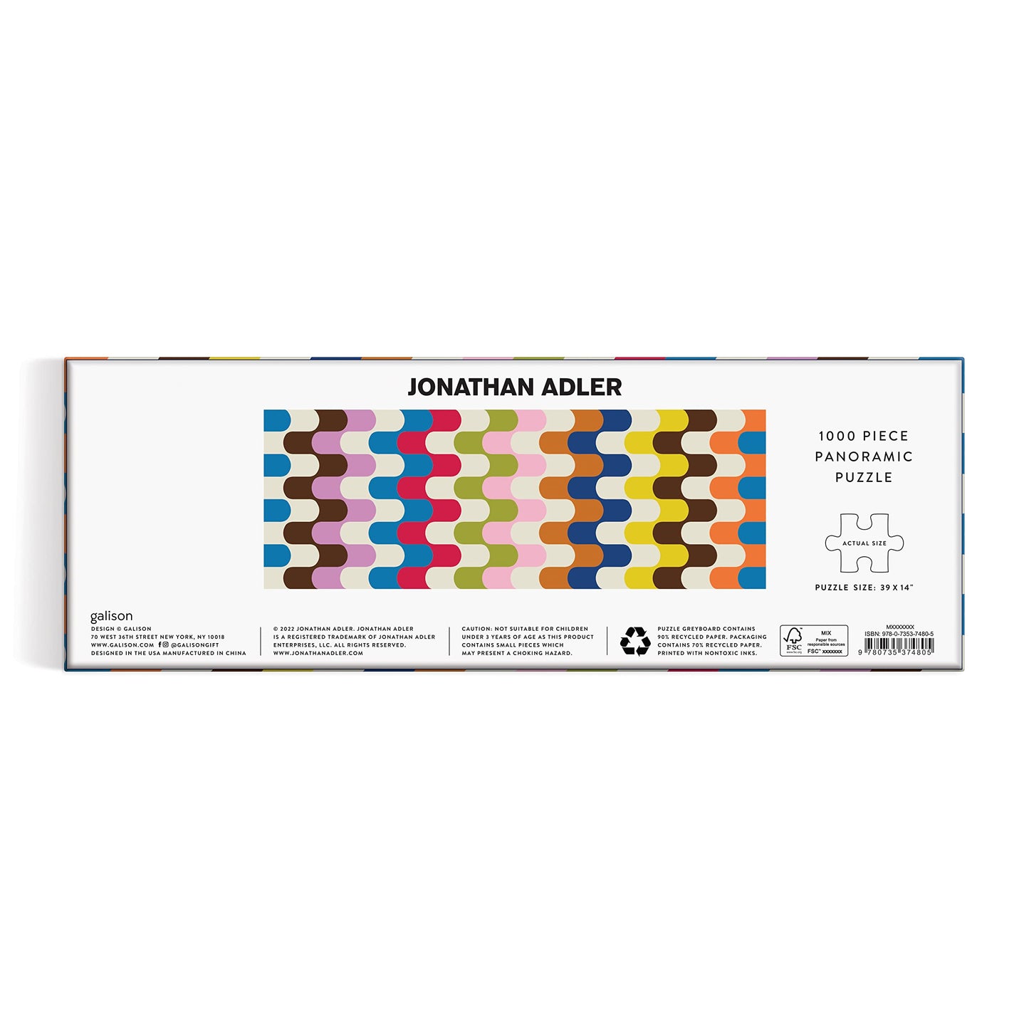 Jonathan Adler Bargello 1000 Piece Panoramic Puzzle From Galison - 39'' X 14'' Landscape Puzzle, Chic And Modern Design, Thick &