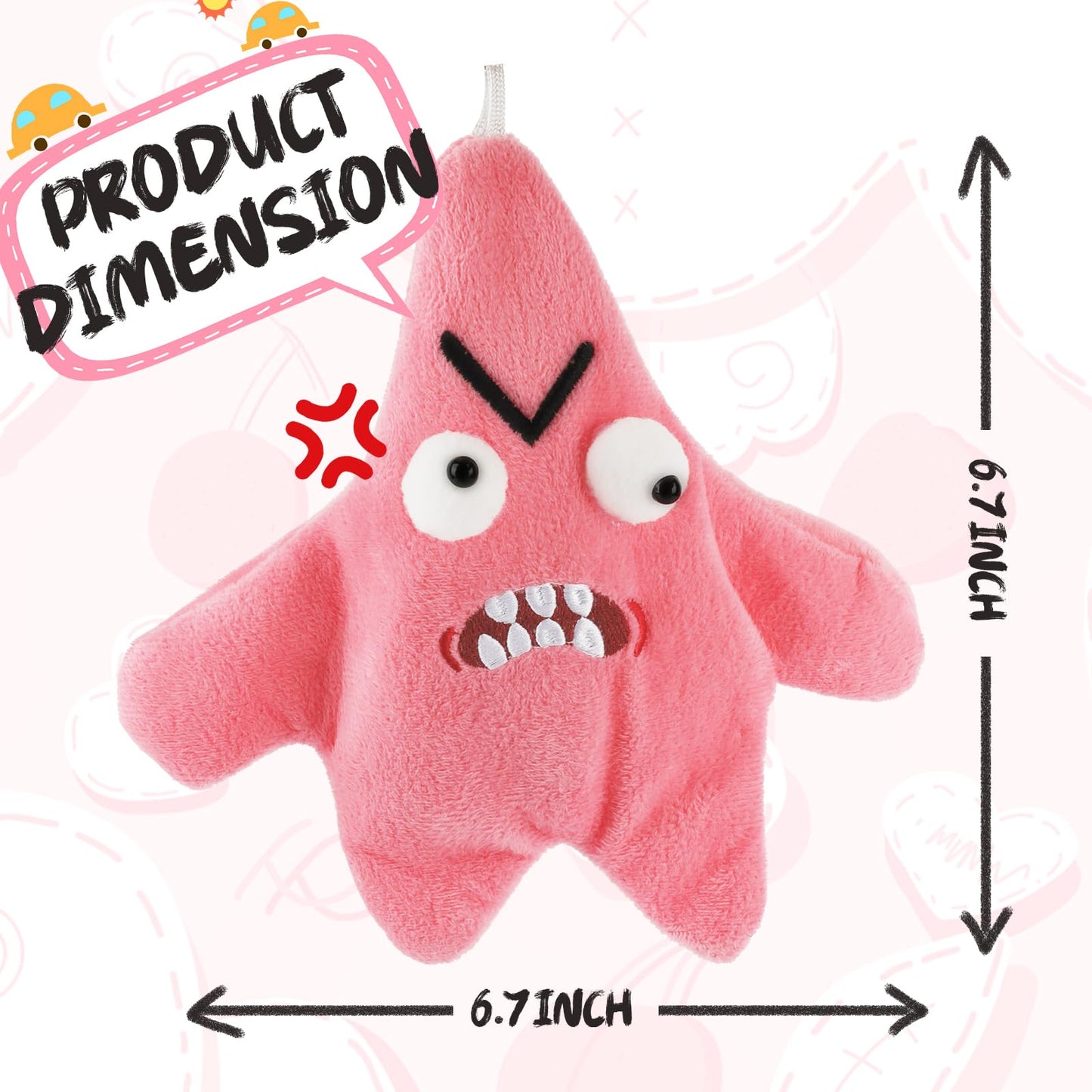 WORDFANIDAYE Angry Starfish Toy That can Move Sing and Imitate Speech,Angry Star Plush Interesting Backpack Pendant Funny Plush,