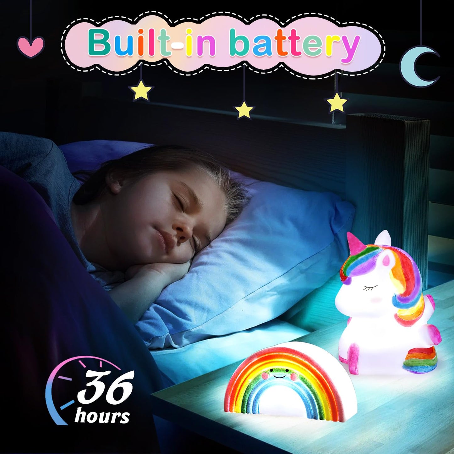Dededa Paint Your Own Unicorn & Rainbow Night Light Art Kit, Arts And Crafts For Kids Ages 4-8,Unicorn Toys Unicorns Gifts For G