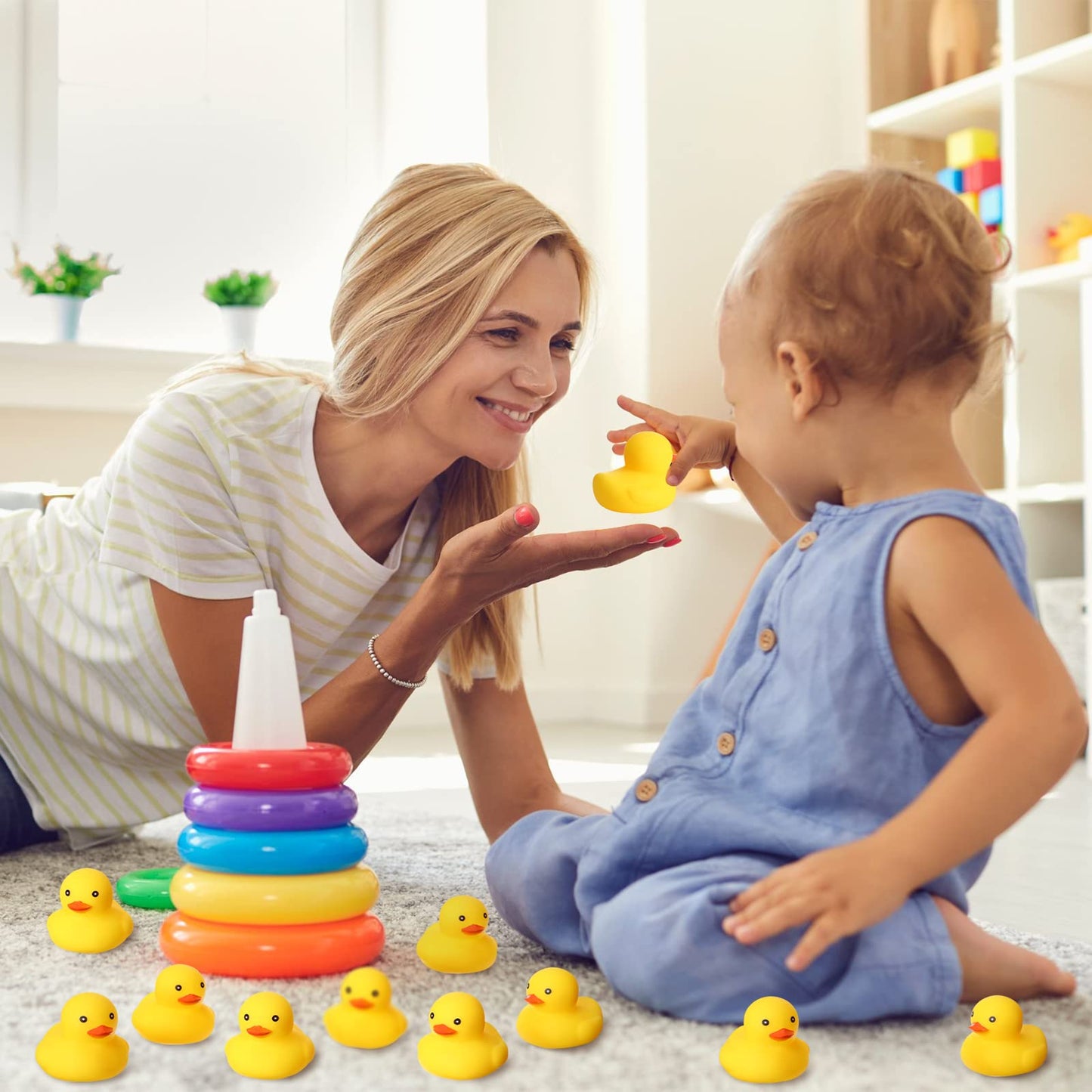 Vinsot 100 Pcs Mini Rubber Ducks Yellow Rubber Bath Tub Toys Bathtub Toys Squeak Float Ducks(2.17 X 1.97 X 1.85 Inch)