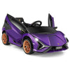 Olakids Kids 12V Licensed Lamborghini Sian Ride On Car, Electric Vehicle For Toddler With Control Remote, Battery Powered Toy With Music, Horn, 2 Speeds, Suspension, Led Lights, Bluetooth (Purple)