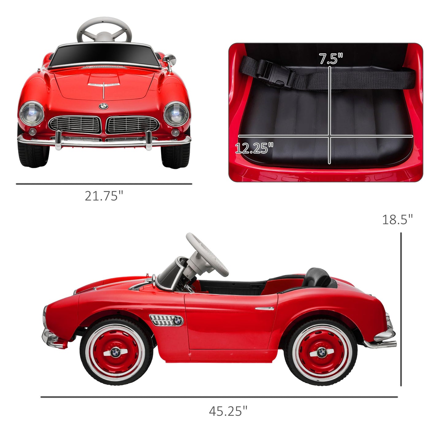 Aosom Licensed Bmw Kid Electric Ride On Car, 12 Battery Powered Electric Car For Kids With 3 Speeds Remote Control, Easy Transport, Suspension System, Lights, Horn, Mp3, Red