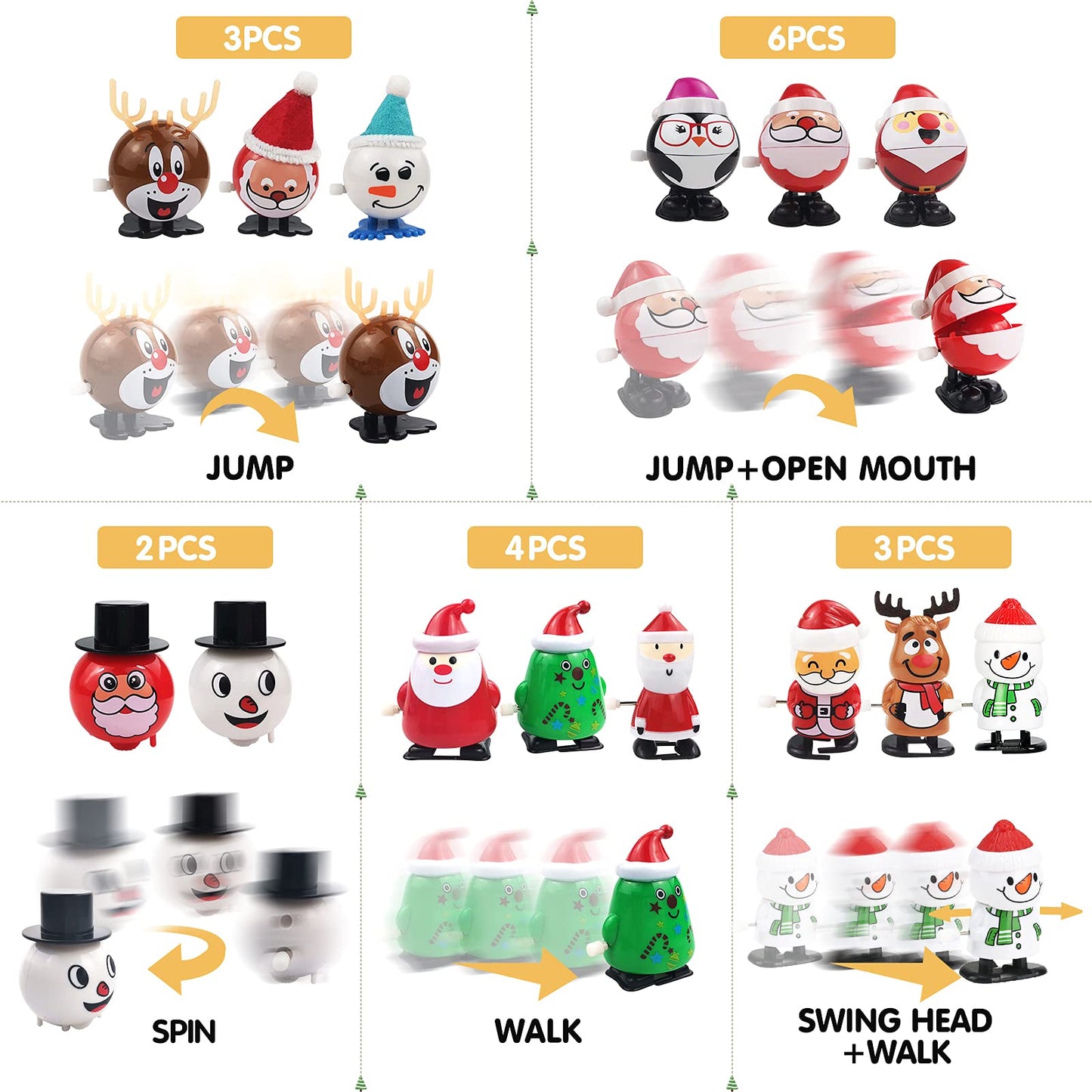 Zgwj 18 Pcs Christmas Wind Up Toys, Educational Walking Clockwork Jump Funny Toys Party Gifts Party Favors Stocking Stuffers For Children Kids Boys Girls Toddlers