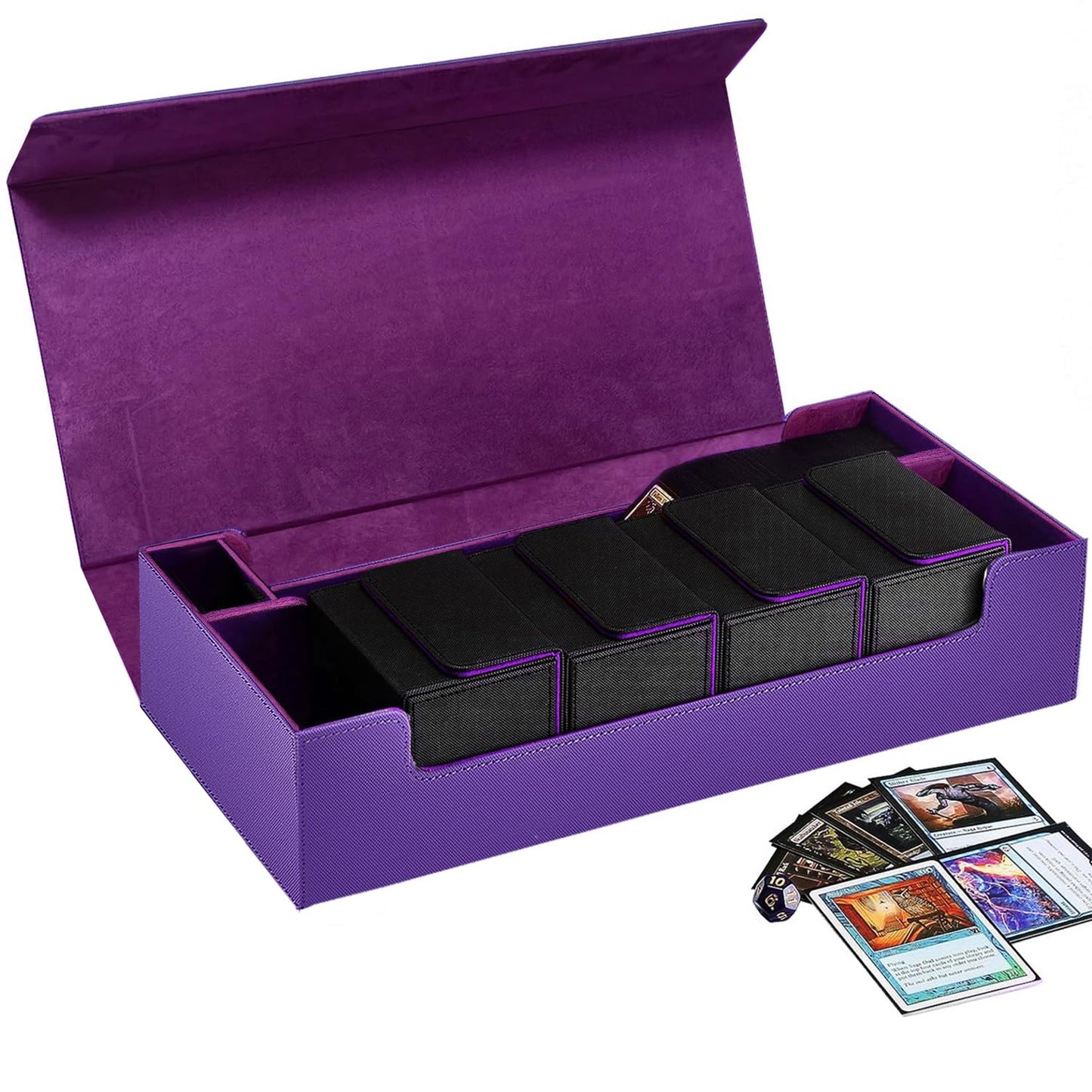 Scimi Premium Trading Card Storage Case Tcg Deck Box Holds 800+ Sleeved Cards For Mtg, Yugioh, Uno, Sport With Strong Magnet Closure (Purple)