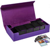 Scimi Premium Trading Card Storage Case - Holds 800+ Sleeved Cards - Purple Leather TCG Deck Box with Strong Magnet Closure