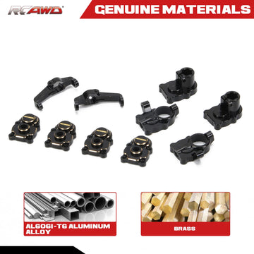 RCAWD for FMS FCX24 1/24 Weighted Upgrades Full Brass Portal Housing Front Rear & C Hub Carrier Parts Total 79g Black