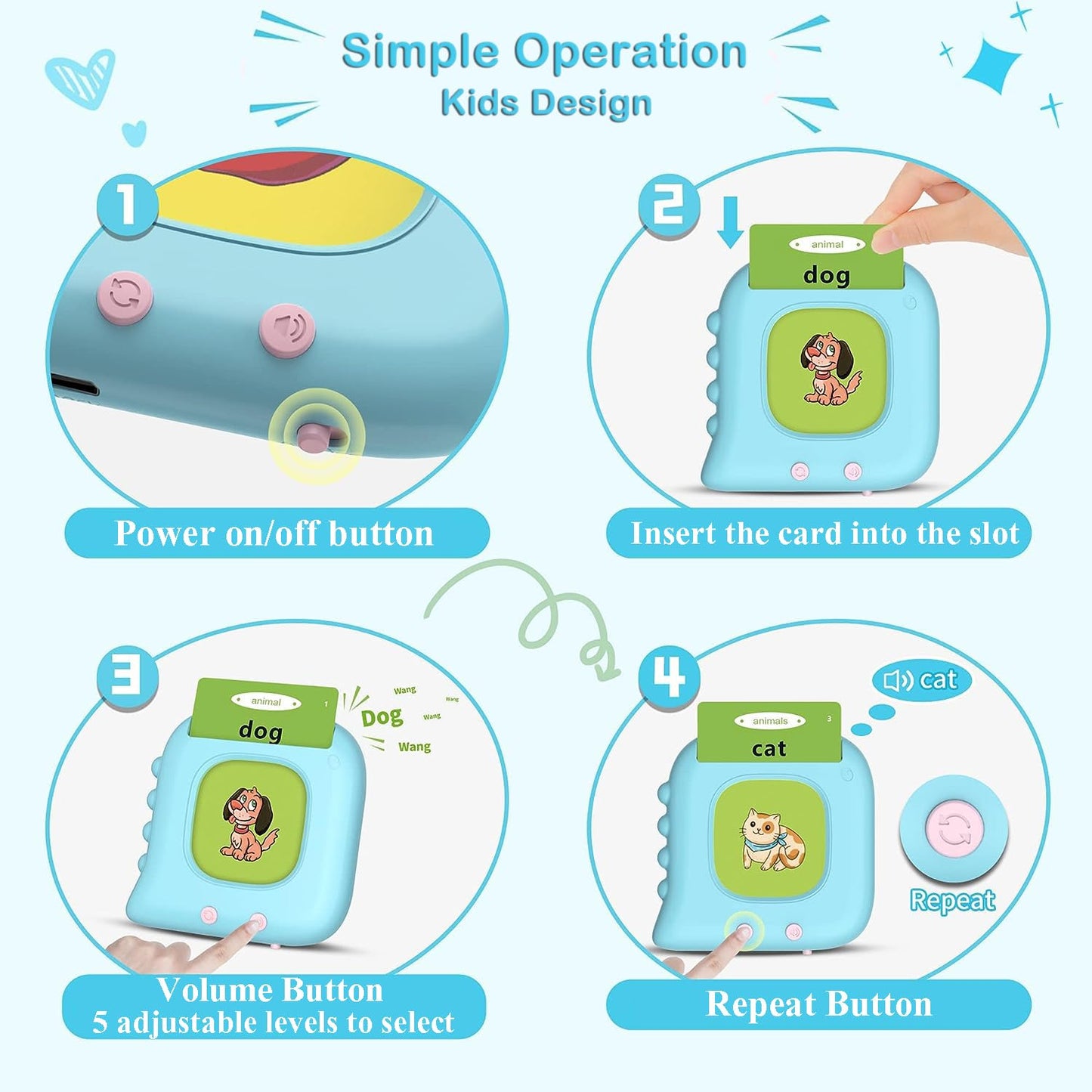 Citfis Pocket Speech Flash Cards - 384 Sight Words for Toddlers, Blue, Educational Tool for Speech Therapy & Sensory Play