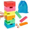 Coogam Wooden Blocks Stacking Game With Storage Bag, Toppling Colorful Tower Building Blocks Balancing Puzzles Montessori Toys Learning Sorting Family Games Educational Toys Gifts For Kids