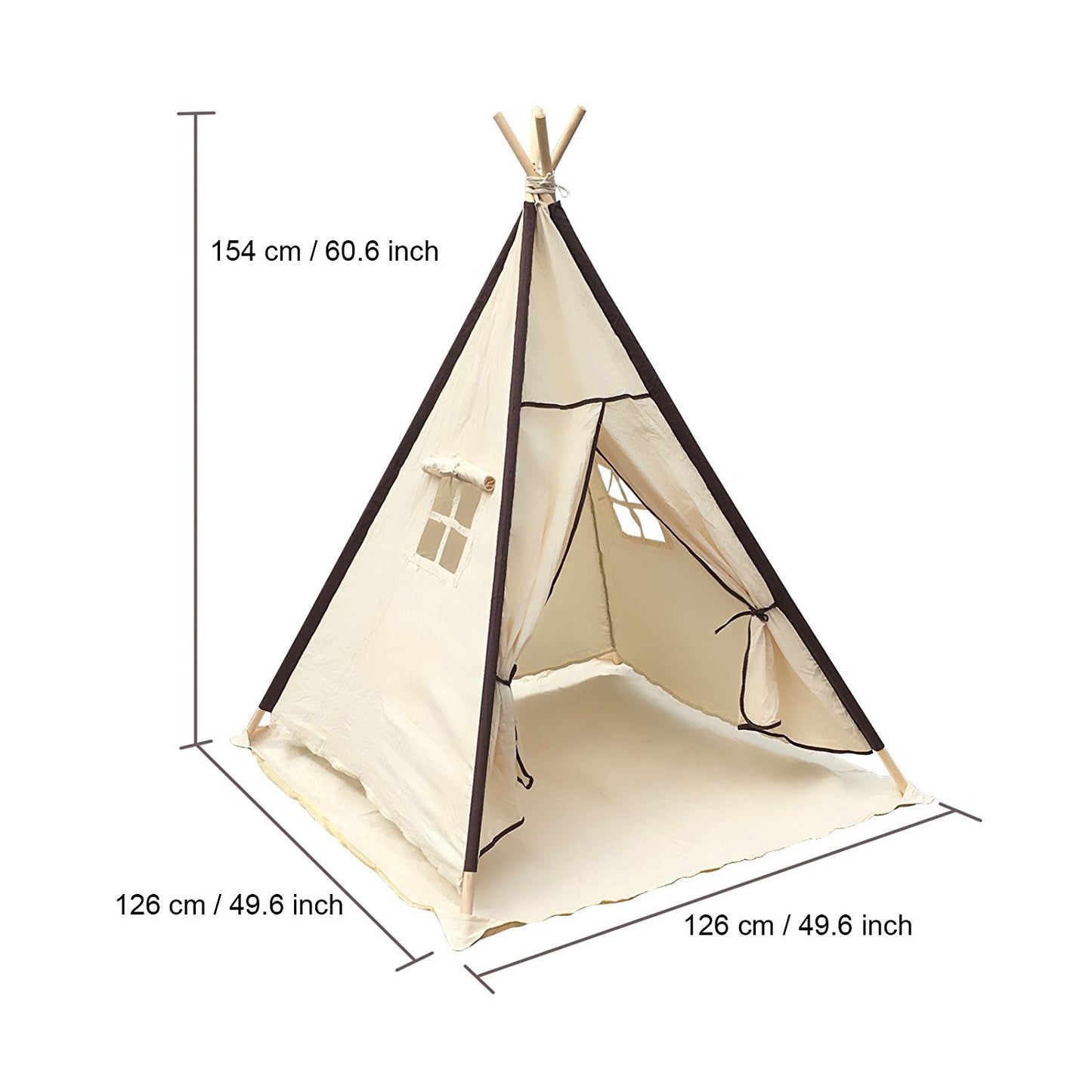 Lavievert Natural Canvas Teepee Tent for Kids, Foldable Teepee Play Tent with A Water Resistant Bottom Mat, Present Playhouses f
