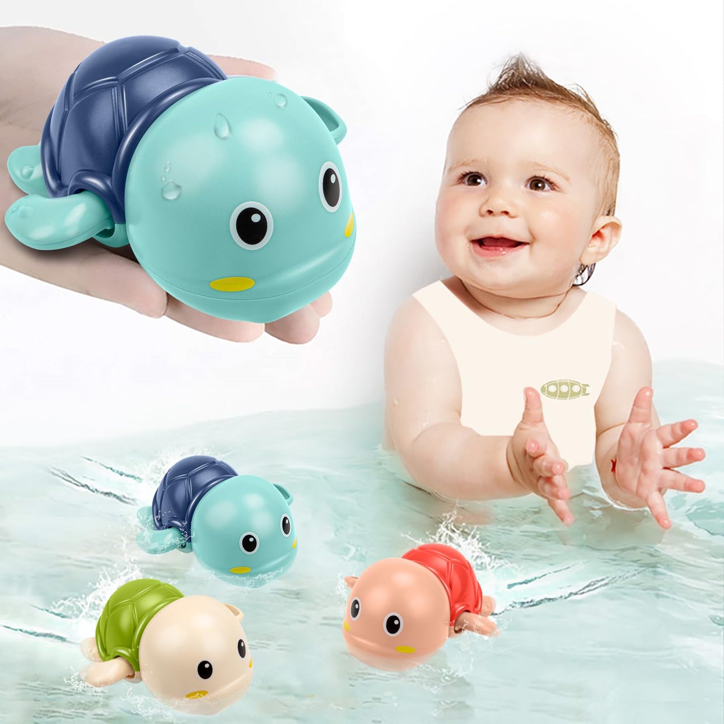Bath Toys For Toddlers 1-3 Year Old Boys Gifts,Swimming Turtle Bath Toys, Floating Wind-Up Bathtub Toys For Baby, Toddler Pool Water Toys For 1 2 3 4 Year Old Boys Girls Gifts