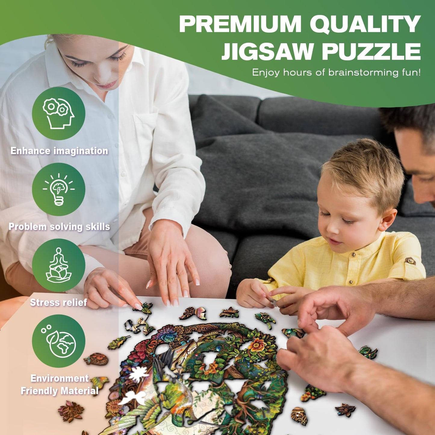 Wooden Hummingbird Puzzles - Unique Shaped Wooden Puzzles For Adults And Kids - Yin Yang Hummingbird Wooden Jigsaw Puzzles - Chr